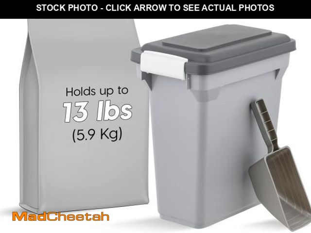 Lot 74-12152914 - IRIS USA Dog Food Storage Container, Airtight Lid, 2-Cup Scoop, Up to 13 Pounds Pet Food Storage, Ve...