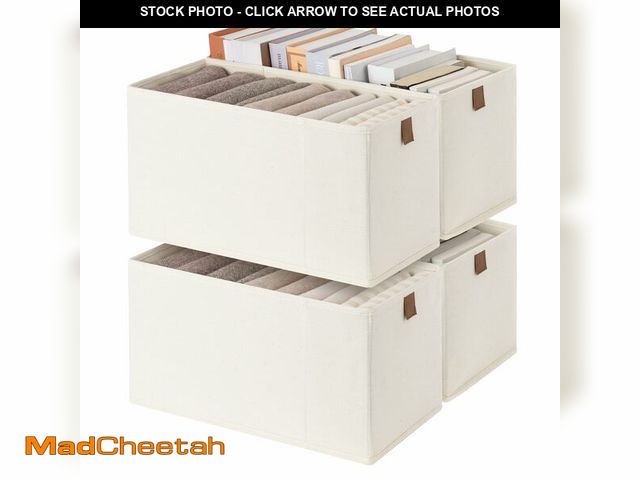 Lot 74-14213851 - StorageWorks Small Storage Bins, Fabric Storage Bins, Narrow Baskets for Shelves with PU Handle, Per...