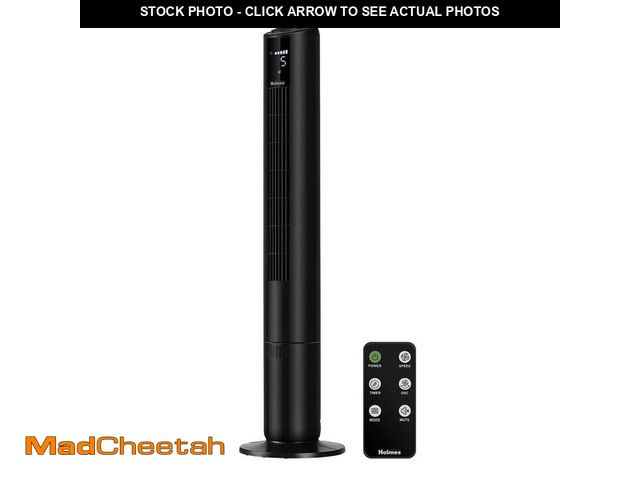 Lot 74-12672945 - Holmes 42 in. Oscillating 5 Speed Digital Tower Fan Black with ClearRead Display and Remote Control ...