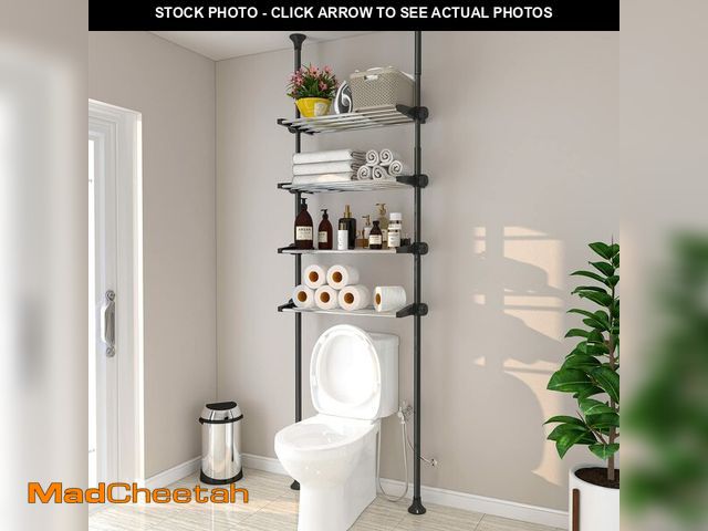 Lot 74-13711515 - 4-Tier Over The Toilet Storage Shelf, 4.5-9.5 FT Adjustable Bathroom Organizer, Heavy Duty Metal She...