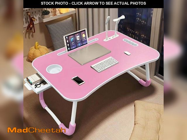 Lot 74-13045714 - A laptop bed desk, which is portable and foldable, comes with slots, a cup holder, a drawer, a small...