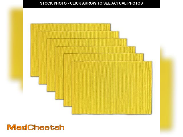 Lot 74-12600569 - AVKA Studio 100% Cotton Ribbed Placemats - Set of 6-13 x 19 Inches - Yellow - Everyday/Thanksgiving/...