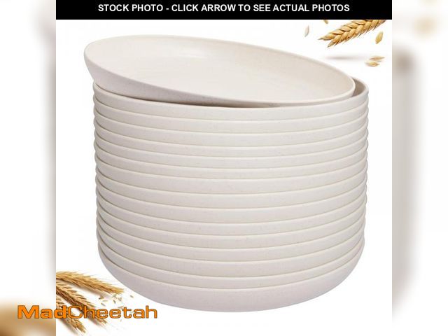 Lot 74-12313457 - supernal 16pcs Lightweight Wheat Straw Plates,Unbreakable Plastic Dishes,Microwave Dishwasher Safe P...