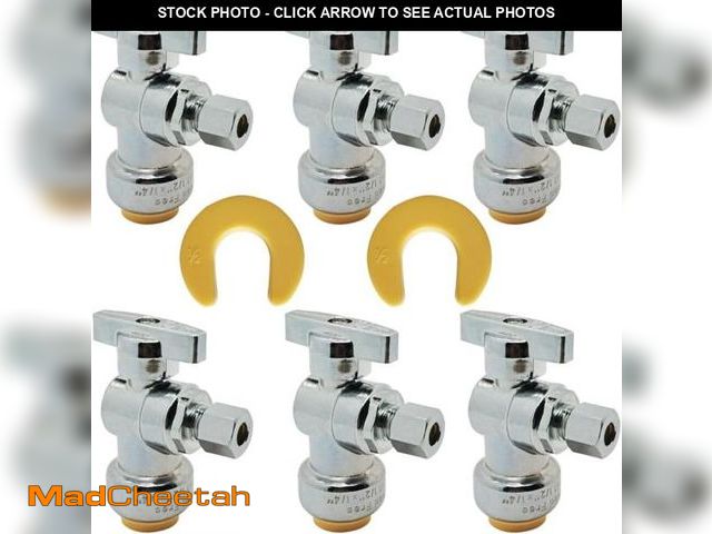 Lot 74-11551392 - HQMPC Angle Stop Valve, 1/2" Ptc x 1/4" No Lead Compression Push Fit Angle Shut Off Water Valve with...