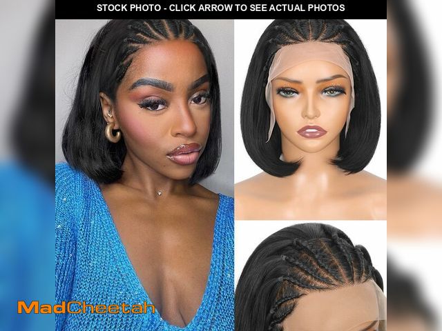 Lot 74-14298960 - Lady Miranda 13x4 Glueless Cornrow Bob Wig for Black Women Synthetic Lace Front Wig Handmade Braided...