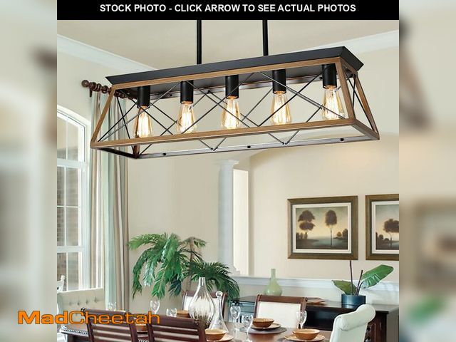 Lot 74-13698486 - (DENTED) XIPUDA Farmhouse Chandeliers for Dining Room, Rustic Kitchen Island Light Fixture, 5-Light ...