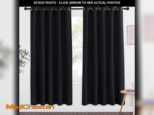 Lot 74-11554295 - NICETOWN Blackout Curtain Drape for Night Shift - Light Reducing Thermal Insulated Solid Grommet Bla...