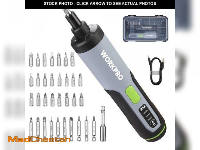 Lot 74-11559056 - WORKPRO 4V Electric Screwdriver, Rechargeable Cordless Screwdriver Set with 35 Bits, Extension Rod, ...