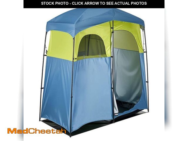 Lot 74-14306566 - SKYSHALO Camping Shower Tent, 2-Person Changing Room w/ Shower Bag, Stakes, Ropes &amp; Support Pole...