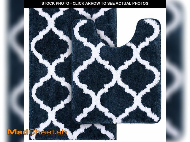Lot 74-12704317 - OLANLY Bathroom Rugs Set 2 Piece, Microfiber Bath Shower Mat and U-Shaped Toilet Rug, Machine Wash D...