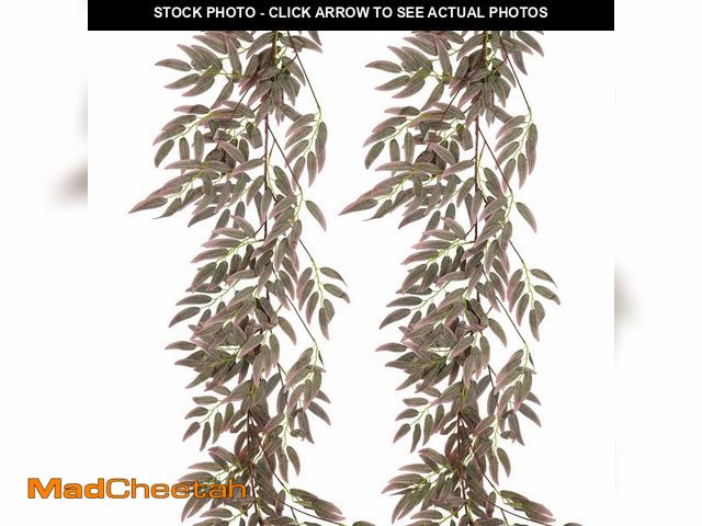 Lot 74-12716455 - RECUTMS Artificial Hanging Willow Leaves Greenery 2Pcs 5.7Ft Fake Silk Leaves Ivy Garland Faux Vine ...