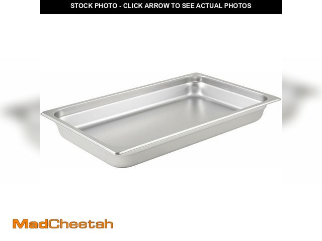 Lot 74-14067748 - Winco 2.5-Inch Deep Full-Size Anti-Jamming Steam Table Pan, 25 Gauge, NSF, Stainless Steel, Medium -...