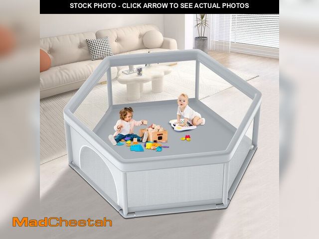 Lot 74-14066625 - XVISHX 65x65 Inch Hexagonal Baby Playpen, Playpen for Babies and Toddlers, Baby Play Pen Playard for...