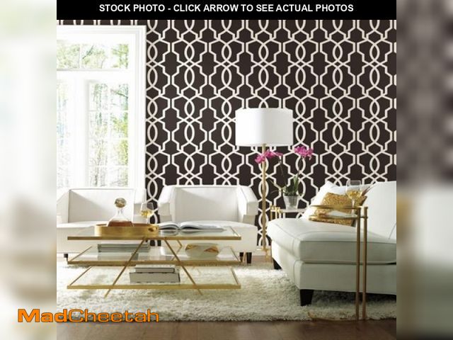 Lot 74-5898431 - York Wallcoverings GM7516 Hourglass Trellis Wallpaper White 60.8 sqft - UNUSED