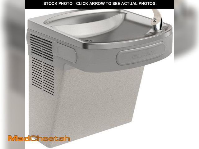 Lot 74-14253305 - Elkay Wall Mount ADA Cooler Filtered Refrigerated Drinking Fountain Light Gray Granite - USED