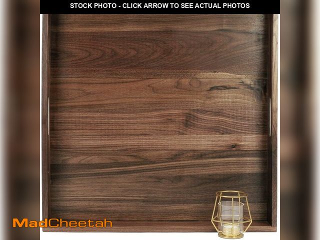 Lot 74-13583319 - MAGIGO 22 x 22 Inches Large Square Black Walnut Wood Ottoman Tray with Handles, Serve Tea, Coffee or...