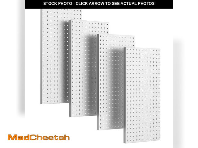 Lot 74-12584542 - Angel Sar White Metal Pegboard Wall Panels for Garage Tool Storage (4-Pack) - UNUSED