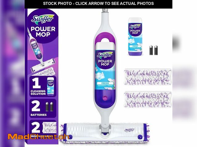 Lot 74-14349071 - Swiffer PowerMop Mopping Kit for Floor Cleaning, Set Includes 1 Power Mop, 2 Replacement Pads, 1 Liq...