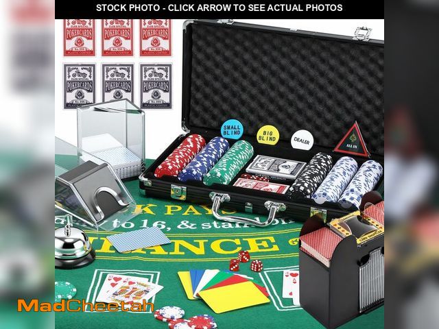 Lot 74-14300222 - NEWTRY Blackjack Set, Complete Black Jack Set with Card Shuffler, 300pcs Chips, Poker Mat, Card Shoe...