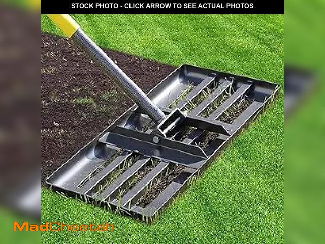 Lot 74-12125194 - Lawn Leveling Rake - Heavy Duty 17"x10" Stainless Steel Leveler Plate,Reinforced Welds,28-60" Adjust...