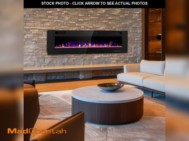 Lot 74-12663786 - R.W.FLAME 60 in. Wall Mount Low Noise Electric Fireplace with Remote Control and Touch Screen, Multi...