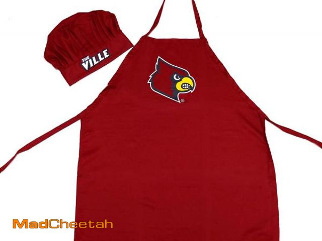 Lot 74-12330781 - (HAT ONLY) Pro Specialties Group NCAA Louisville Cardinals Mens Chef Hat &amp; Apron, Full Color Tea...