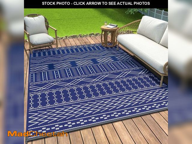 Lot 74-14587835 - SIXHOME Outdoor Rug 9'x12' Waterproof Patio Rug Reversible Indoor Outdoor Rug Lightweight Plastic St...