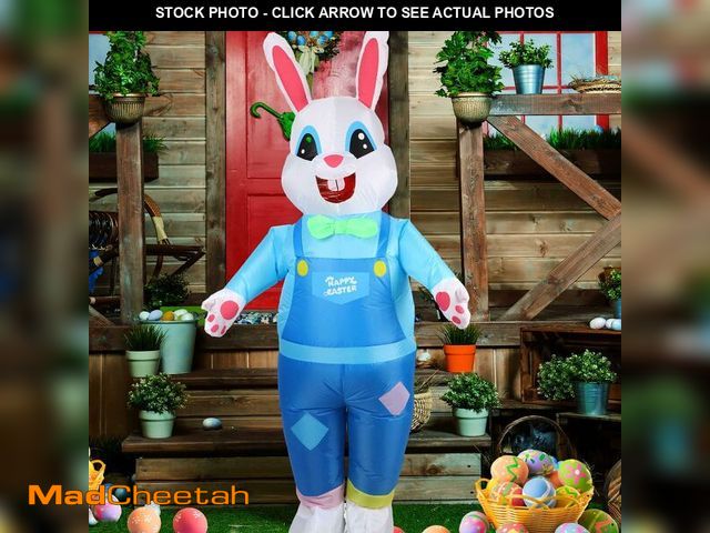 Lot 74-13954278 - Shappy Inflatable Easter Bunny Costume Adult Blow Up Rabbit Costume with Pump Funny Suit for Party C...