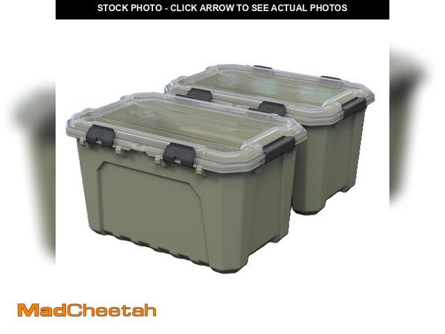 Lot 74-14342831 - (MISSING ONE LID) Husky 20 Gal. Professional Heavy Duty Waterproof Stackable Plastic Storage Contain...