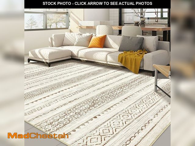Lot 74-14068274 - Nakagishi 10x14 Area Rugs Living Room: Washable Boho Large Neutral Modern Soft Farmhouse Rug Stain R...