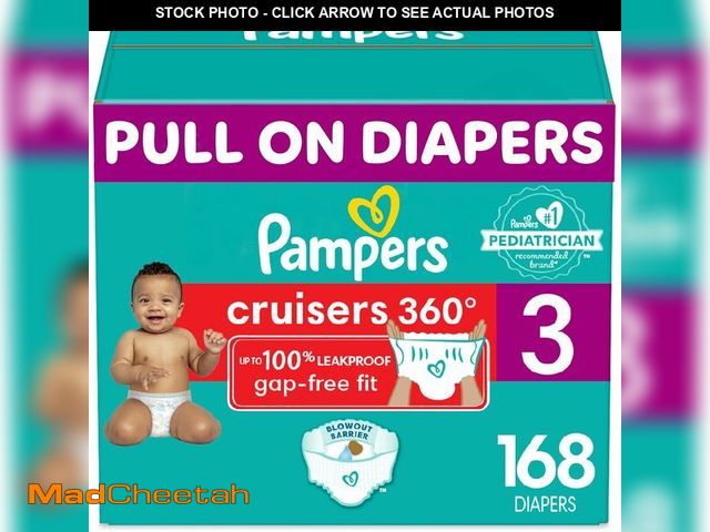 Lot 74-12695829 - Diapers - Cruisers 360 - Size 3, 168 Count, Babyproof, up to 100% Leakproof Pull-On Diaper (Packagin...