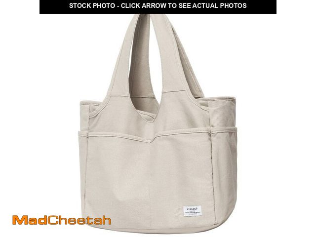 Lot 74-12702660 - KYALOU Utility Large Canvas Tote Bag with Pockets, Women Casual Shoulder Bags with 13 Exterior &amp;...
