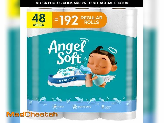 Lot 74-13801564 - Angel Soft Toilet Paper with Fresh Linen Scented Tube, 48 Mega Rolls = 192 Regular Rolls, Soft and S...