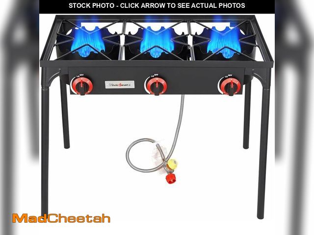 Lot 74-13836414 - (MISSING HARDWARE) Vivicreate 3 Burner High pressure Propane Stove, 28 Inch Tall Camping Stove with ...