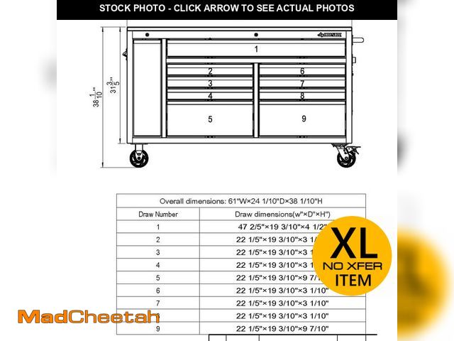 Lot 74-13046514 - Husky 61 in. W x 24 in. D Standard Duty 10-Drawer Mobile Workbench Tool Chest with Sliding Bin Stora...