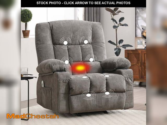 Lot 74-12723792 - JONPONY Manual Recliner Chair with Heat Therapy and Massage Function, Heavy Duty Reclining Mechanism...