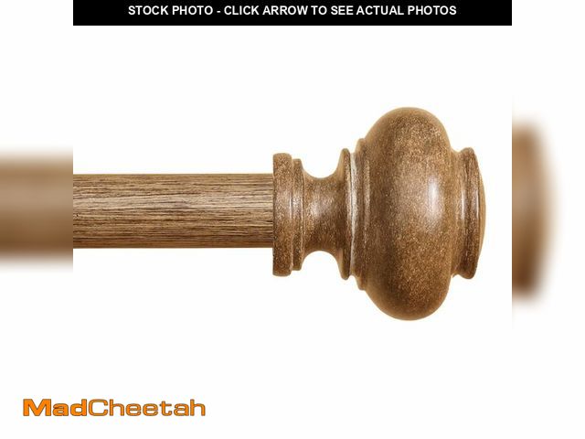 Lot 74-14386920 - Wood Curtain Rods for Windows 48 to 84 Inch, 1 Inch Heavy Duty Curtain Rods with Imitation Wood Grai...