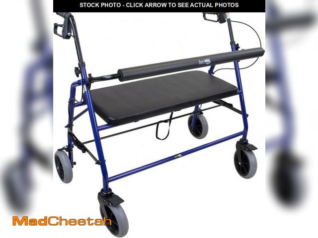 Lot 74-12167284 - Dynarex Bariatric HD Rollator Walker with Seat - Foldable Steel Frame, Cushioned Seat, Padded Backre...