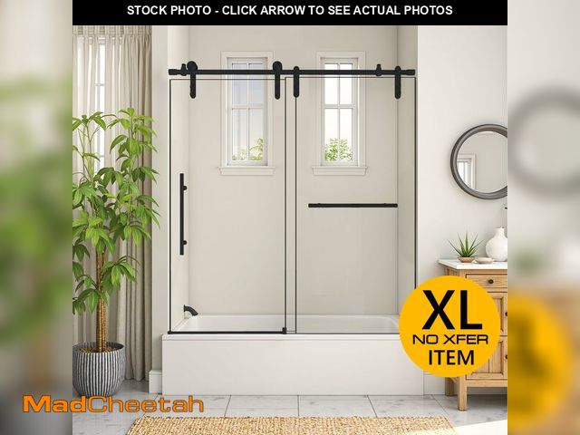 Lot 74-12571071 - Lyngins 56-60" W x 66" H Bathtub Shower Door, Frameless Sliding Shower Glass Door with 5/16" (8mm) T...