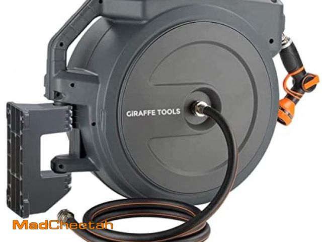 Lot 74-12209101 - Giraffe Tools AW405/8MB Retractable Garden Hose Reel 5/8" x 90 ft PRO Metal Bracket, Heavy Duty, Any...