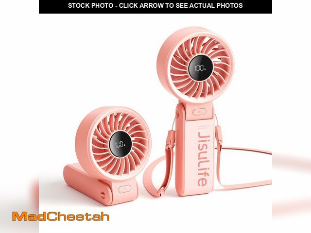 Lot 74-14477238 - JISULIFE Portable Handheld Fan Life7: 3-in-1 Hand, Desk &amp; Neck Fan-Pink - UNUSED