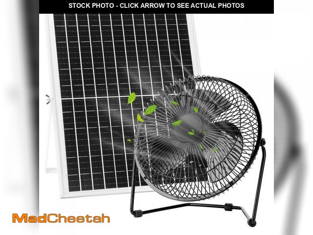 Lot 74-12312371 - Roodike 8" 25W Solar Powered Floor Fan for Home Outdoor Chicken Coop Greenhouse Dog House Summer Air...