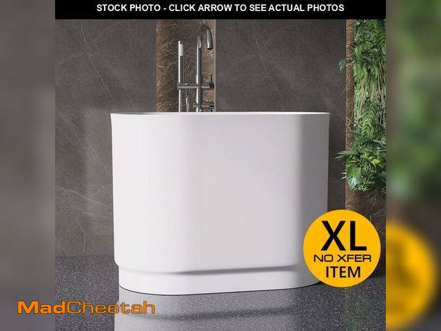 Lot 74-12628315 - 39" Stone Resin Janpanese Soaking Tub, Freestanding Deep Soaking Bathtub with Seat Desgin,Toe-tap Ch...