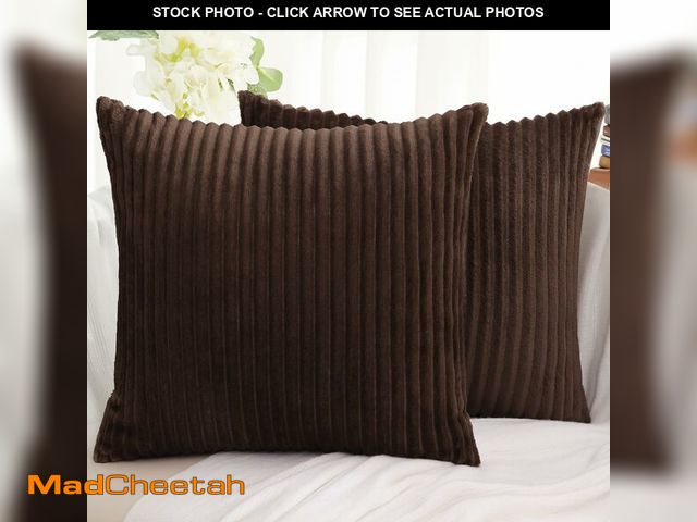 Lot 74-14272298 - Simmore Decorative Throw Pillow Covers 24x24 Set of 2, Soft Natural Plush Flannel Double-Sided Fluff...