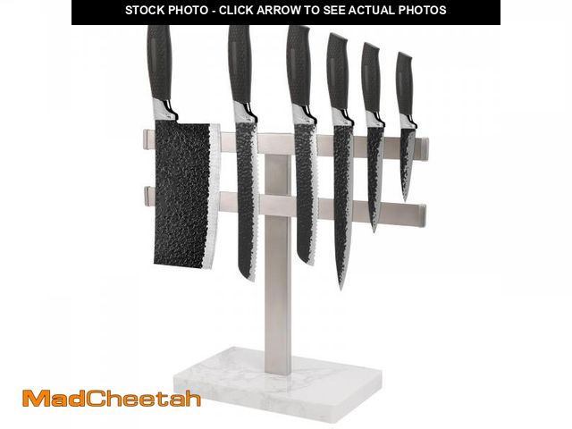 Lot 74-12303900 - BathAce Magnetic Knife Block Holder Stand with Marble Base for Countertop, Stainless Steel Knife Rac...