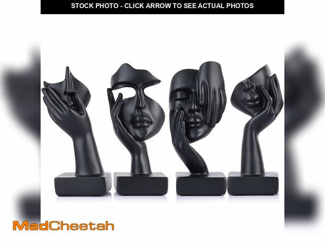 Lot 74-12714826 - Mini Abstract Thinker Figurine Set of 4,Modern Home Art Face Small Statue for Accents Decor Women Be...