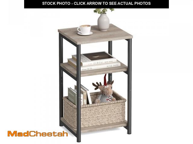 Lot 74-12443877 - VASAGLE Side Table, Small End Table, Tall Nightstand for Living Room, Bedroom, Office, Bathroom, Gre...