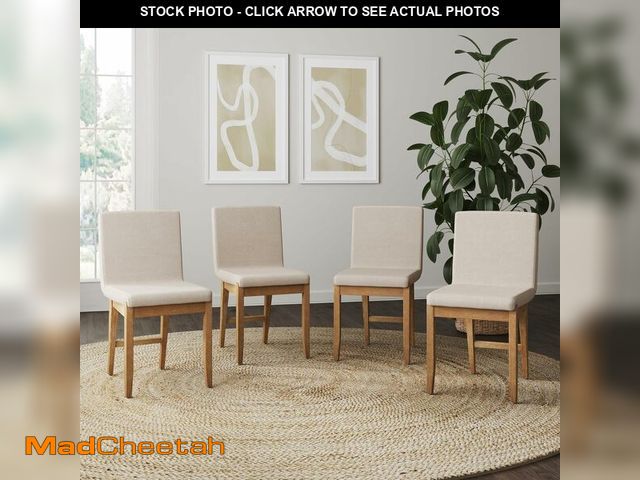 Lot 74-12827207 - Nathan James Gracie Modern Dining Chair, Upholstered Accent Dining Chair, Natural Flax/Light Brown -...