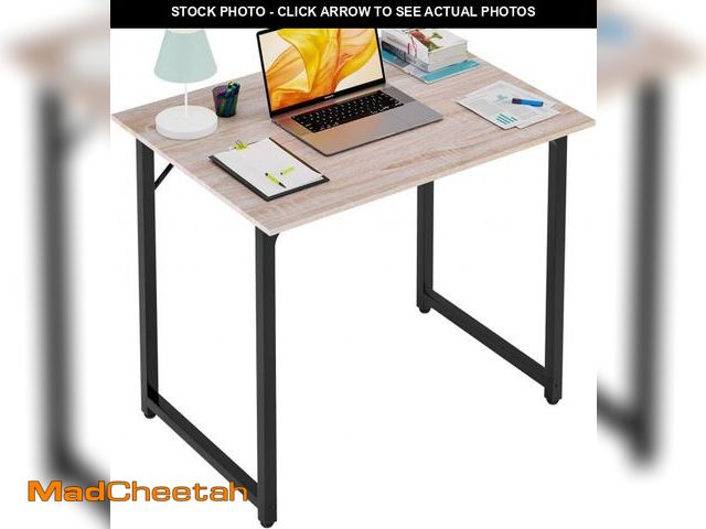 Lot 74-12367726 - PayLessHere | 32 Inch Computer Desk | Nature | Office Desk with Metal Frame, Adjustable Feet | Water...