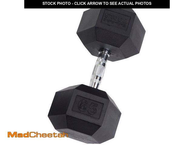 Lot 74-14081065 - Body Solid Rubber Hex Dumbbell 65 lb. - UNUSED
